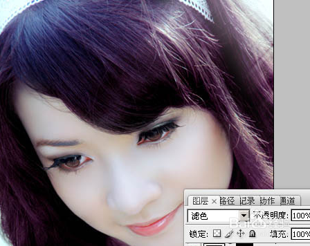 PS调出美女头像图片经典的朦胧紫色调