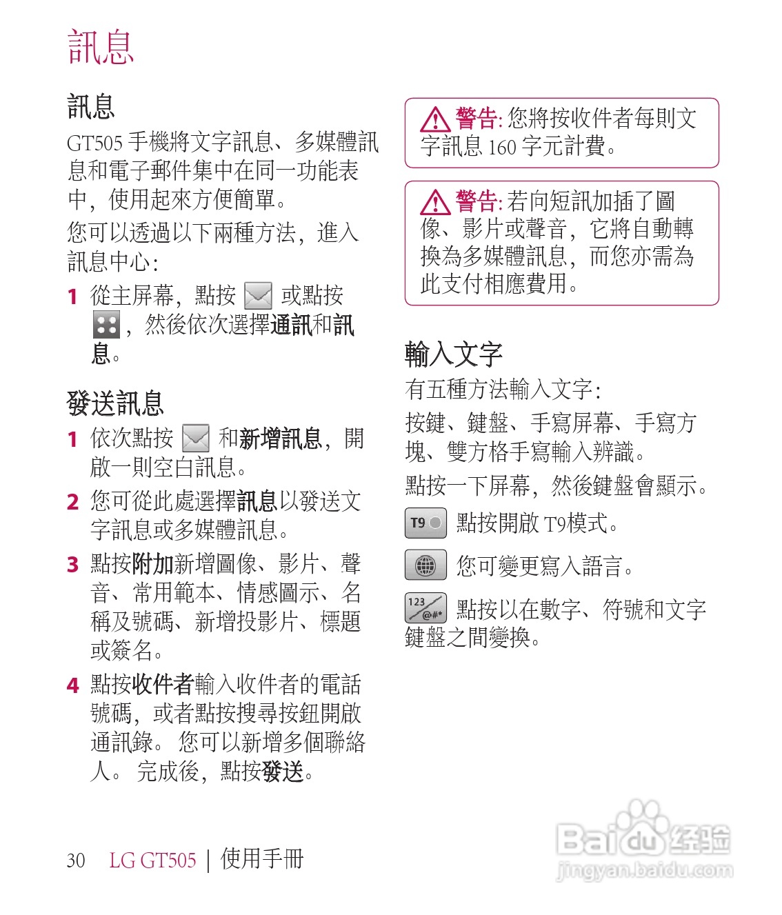 LG GT505手机使用说明书:[4]