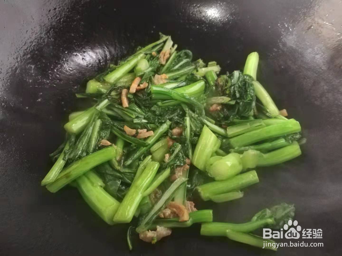 肉渣炒菜心的做法