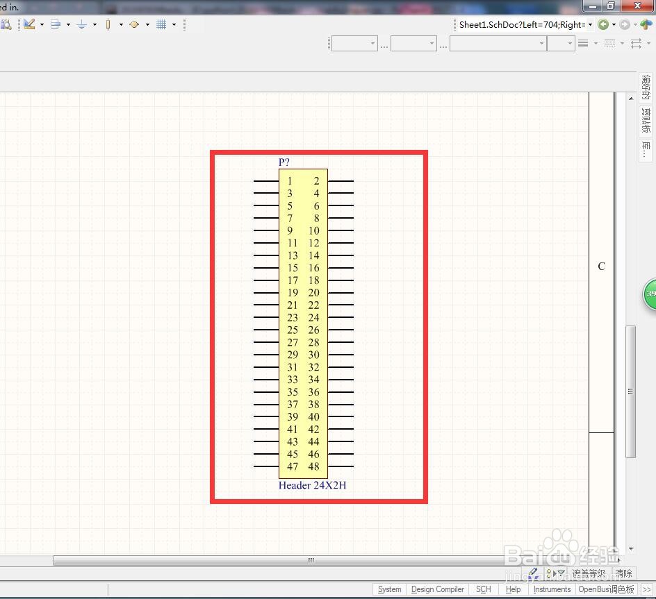 如何在AD中放置双排24针高脚端子?