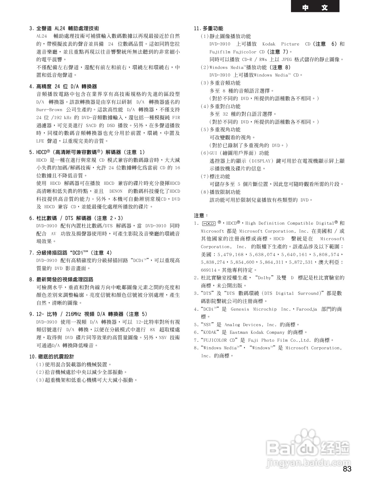 DENON DVD音频-视频/超级CD播放机DVD-3910说明书:[5]