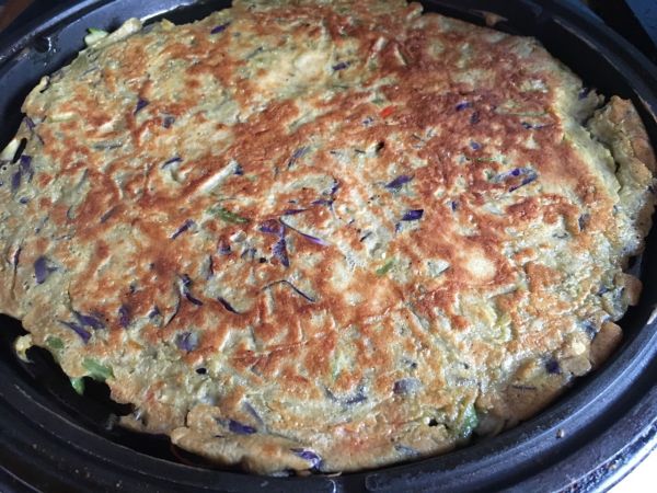 茄子辣椒鸡蛋饼