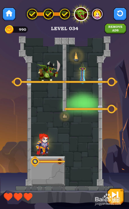 Hero Rescue Online的LEVEL 034怎样通过？