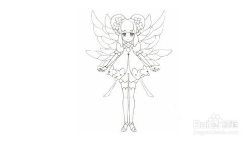 第三步:画出小花仙的翅膀.