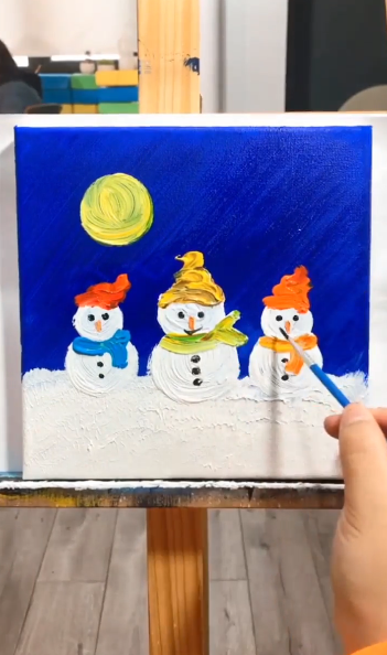 儿童水彩雪人怎么画