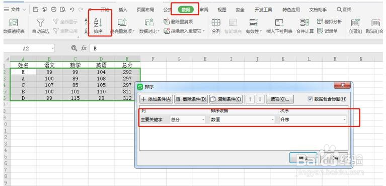 如何对Excel表格中的多列数据同时排序