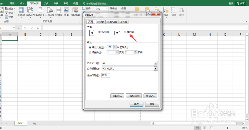 Excel纸张页面怎么设置为横向?
