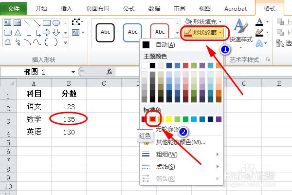 excel如何用彩色笔画圈标注