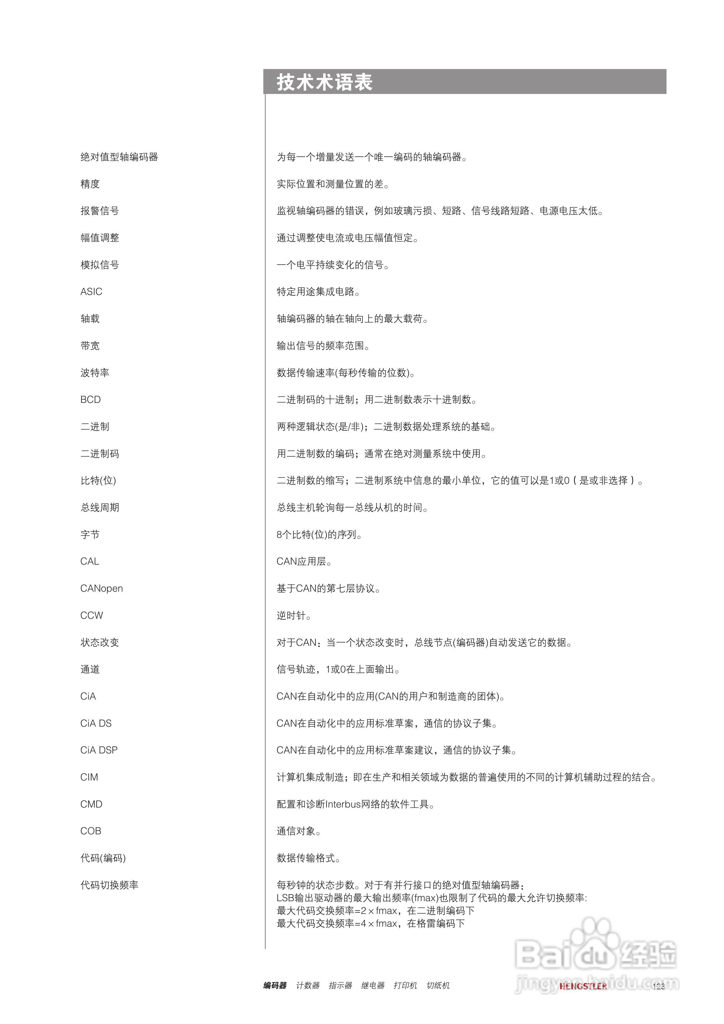 Hengstler 绝对值型编码器产品说明书:[13]