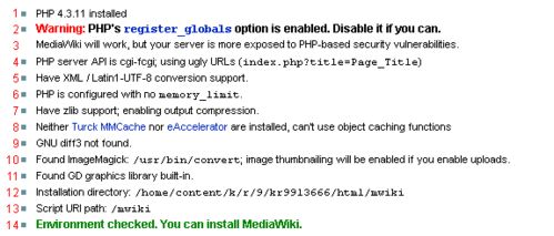 Mediawiki详细安装图解——环境检测