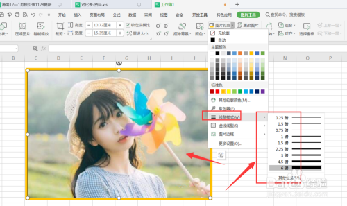 WPS表格中如何给图片添加描边轮廓