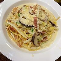 培根白菜生奶油意大利面