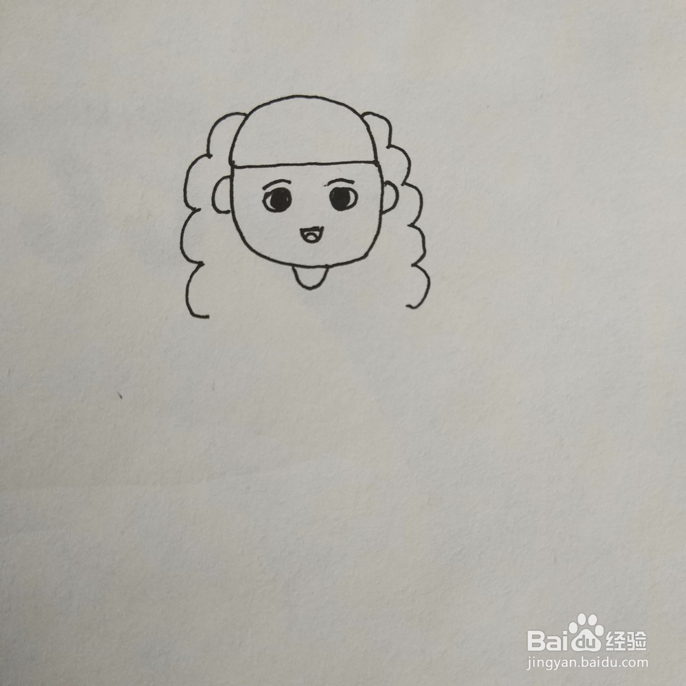 简笔画卷发彩虹女孩