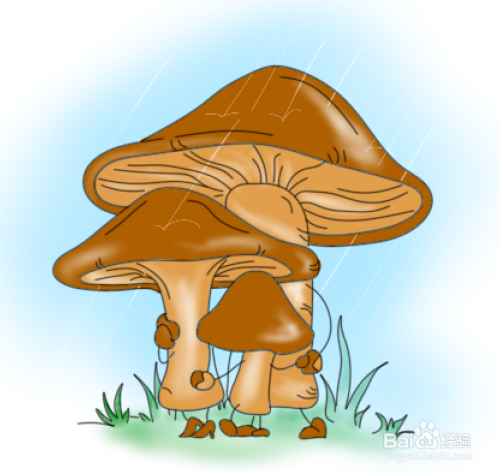 简笔画--如何画避雨的蘑菇