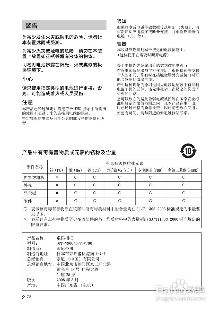 索尼DPF-V700数码相框使用说明书:[1]
