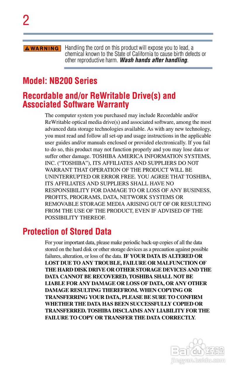 东芝NB200笔记本电脑使用说明书:[1]