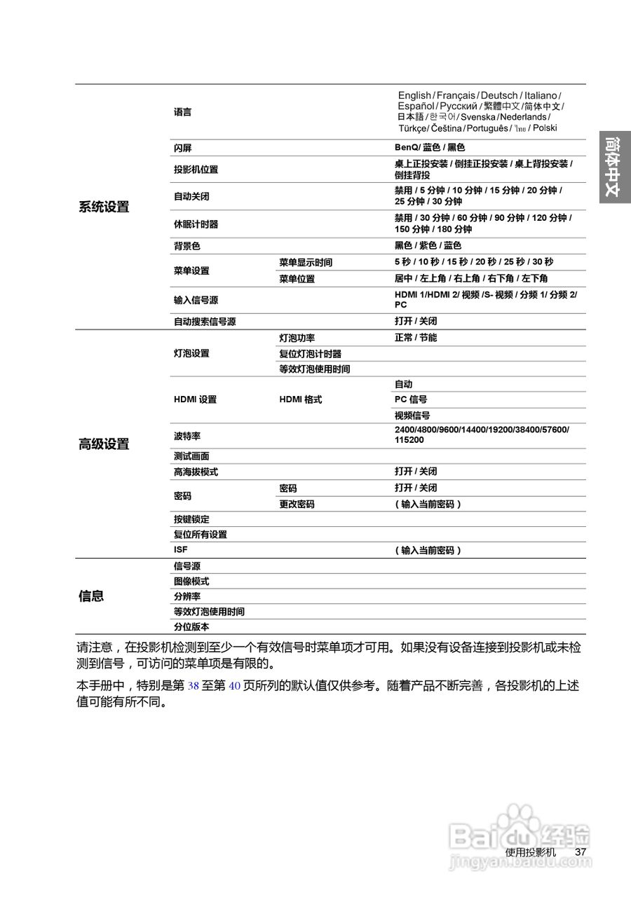 明基BenQ W6000型投影机说明书:[4]