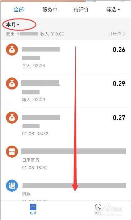 支付宝怎样查询某项线下消费大金额的账单明细