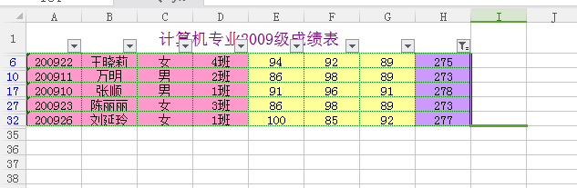 excel表格的筛选工具的应用