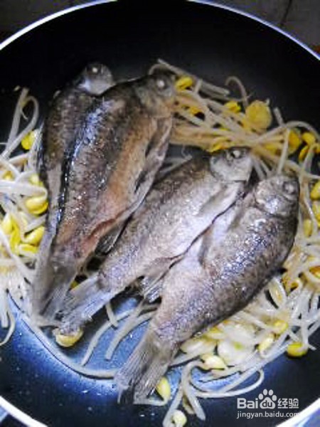 豆芽烧鲫鱼的制作方法