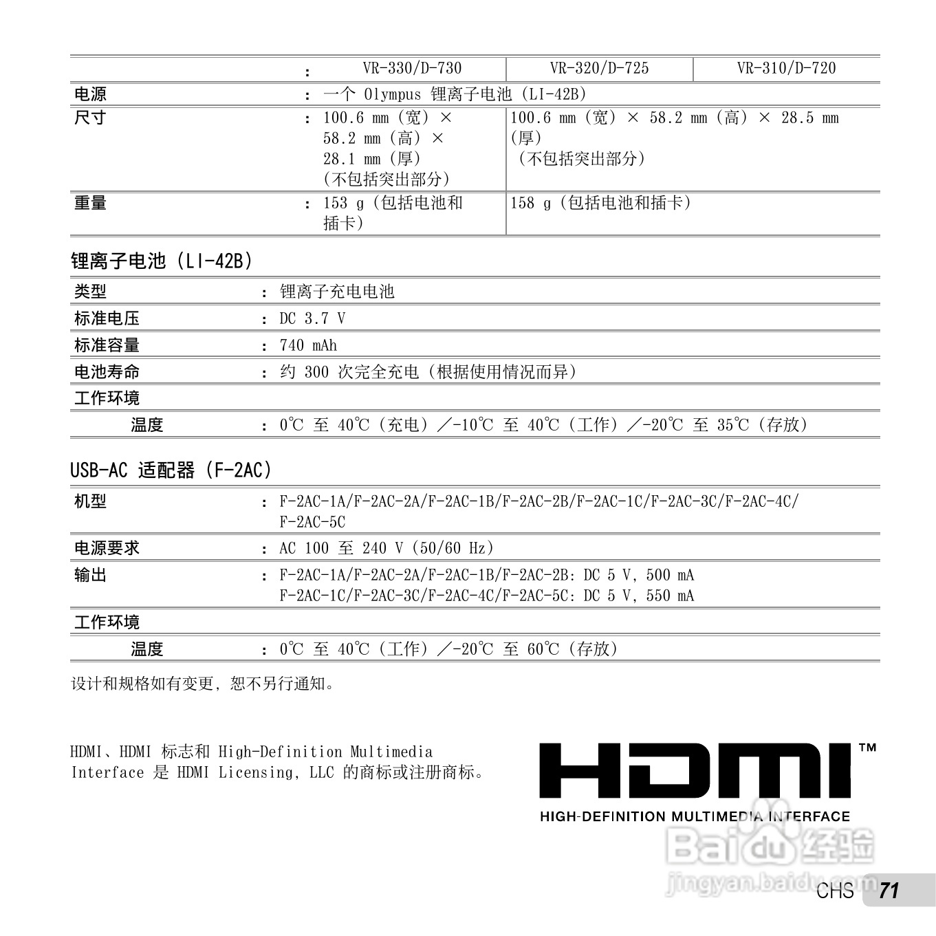奥林巴斯VR-320数码相机使用说明书:[8]