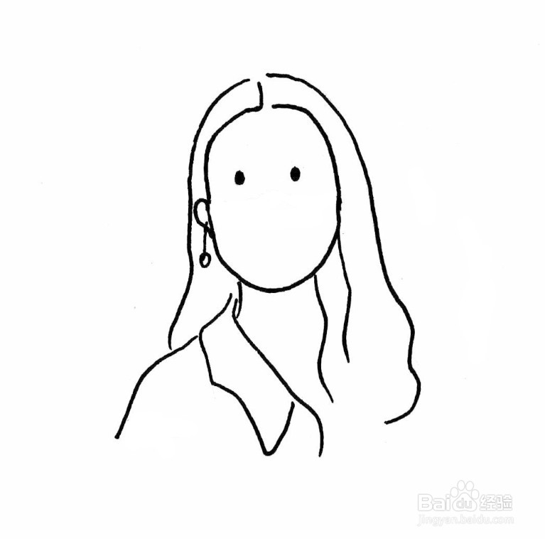 带口罩的女孩简笔画