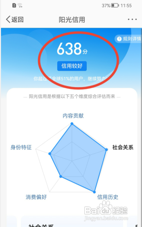 新浪微博在哪里查看阳光信用的分数值?