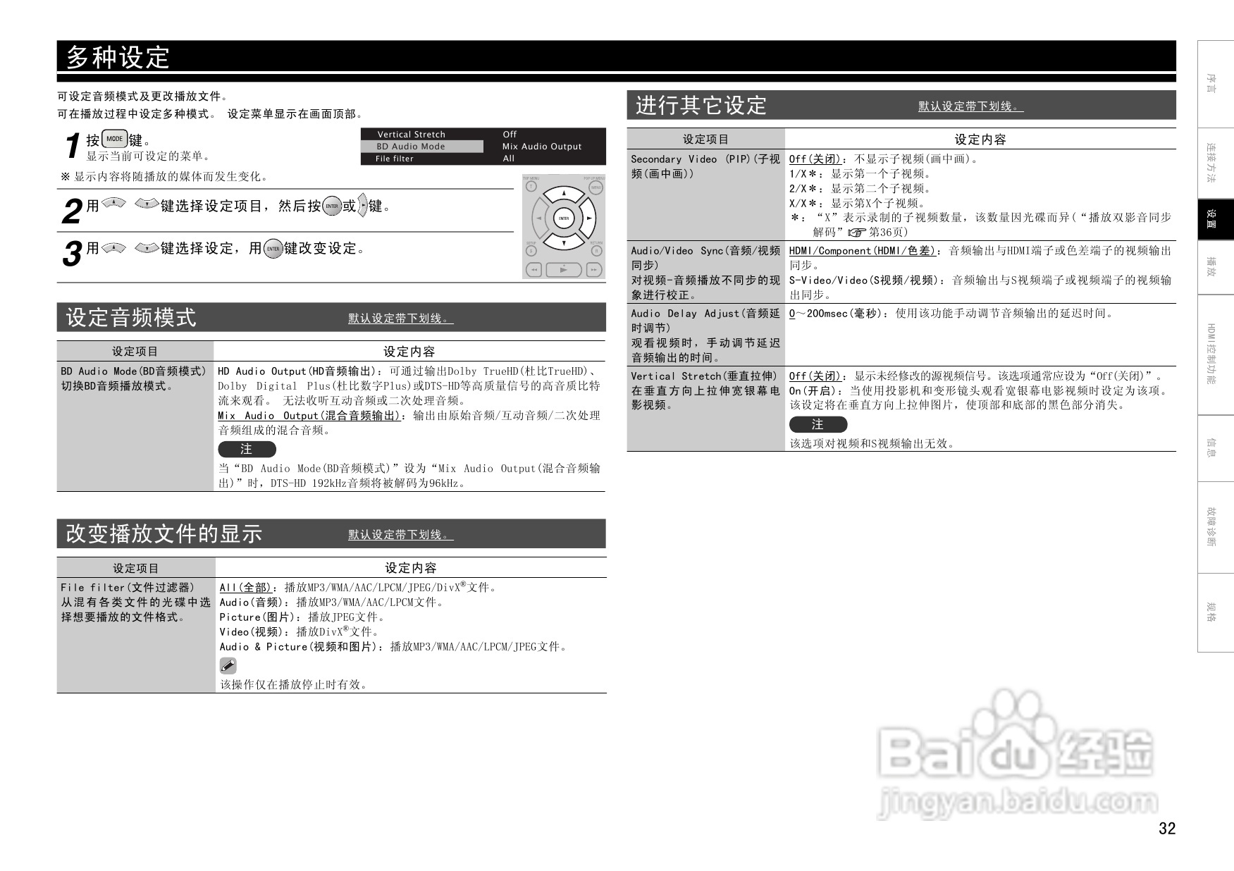 DENON DBP-4010UD通用蓝光播放机操作说明书:[2]