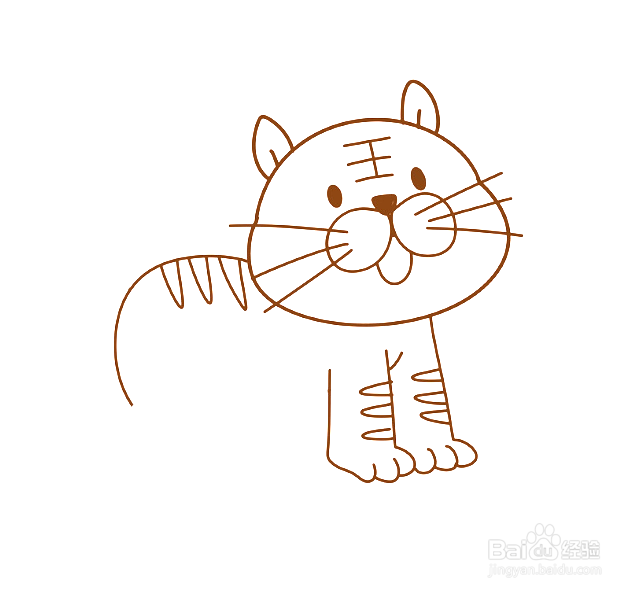 如何画卡通老虎的简笔画?