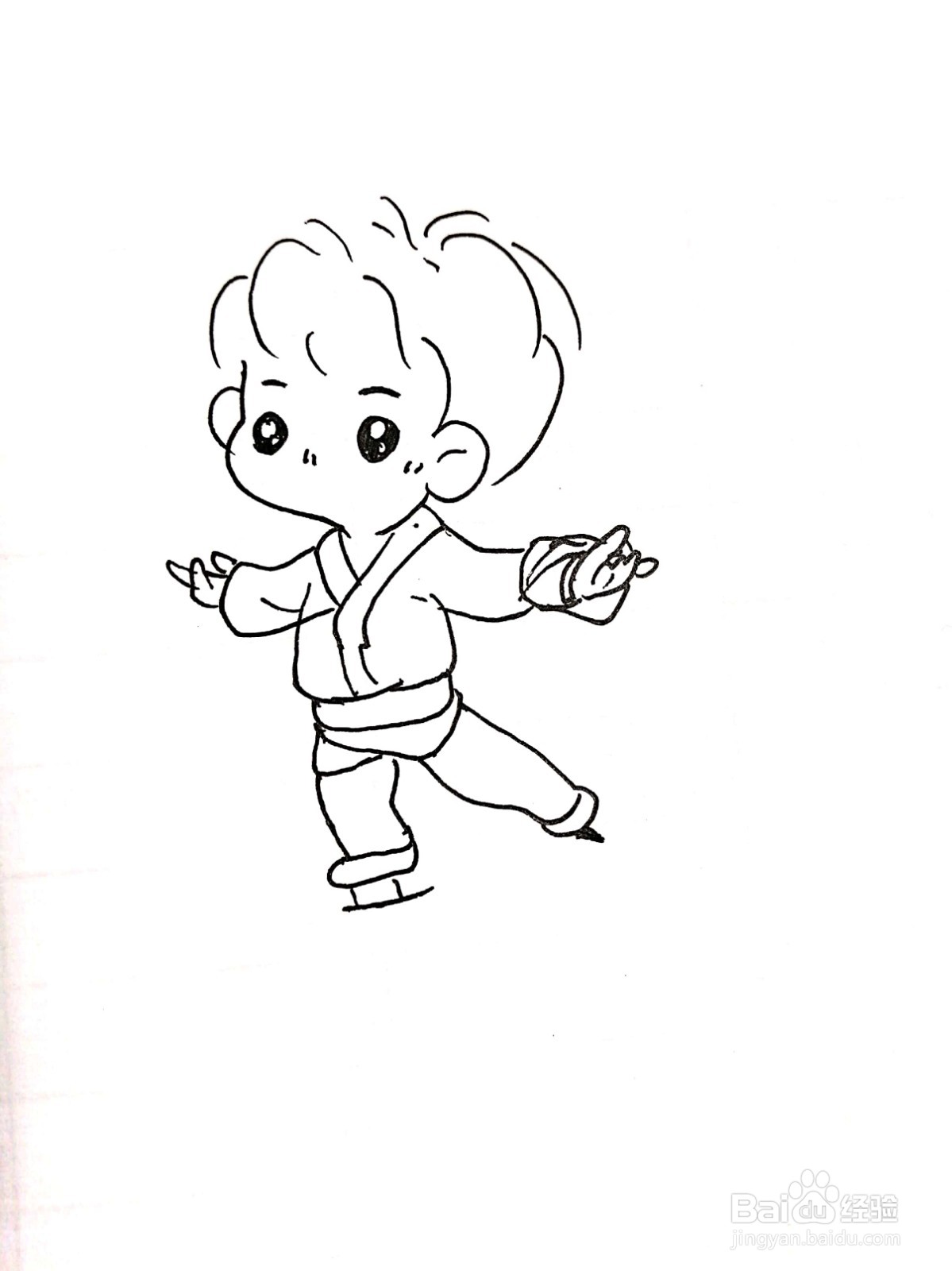 正在滑冰的羽生结玄线描画怎么画