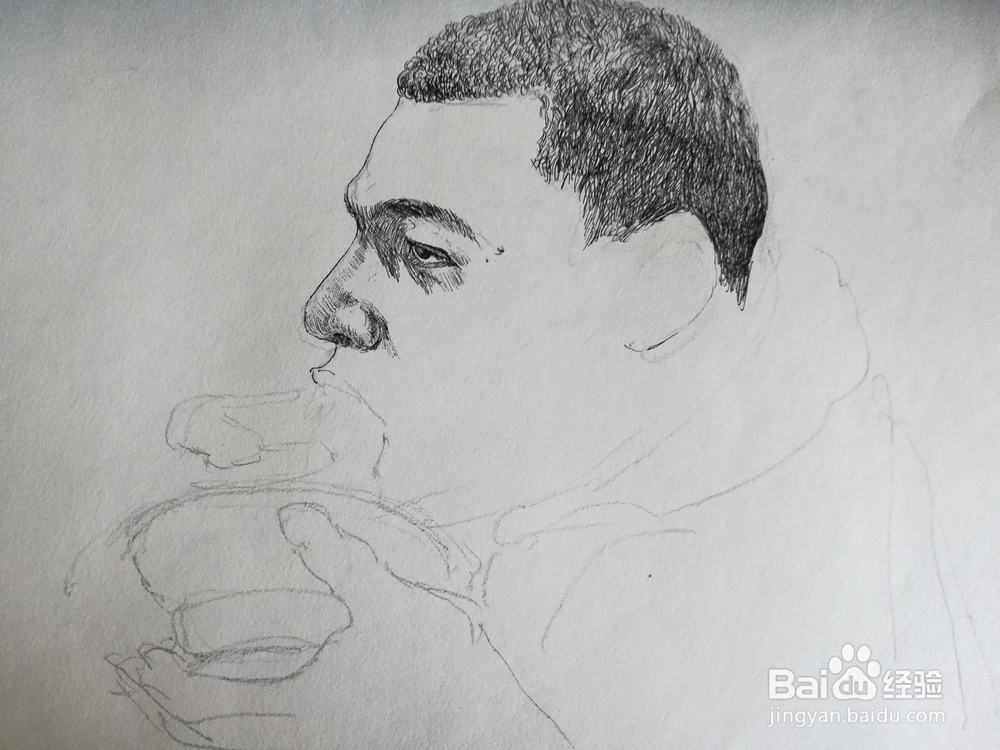 怎么画线面男生头像,线描头像