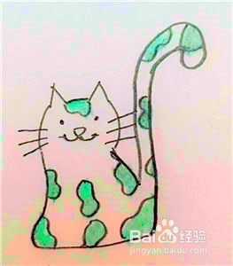 <b>怎样画一只奶牛斑纹小猫的侧面简笔画</b>
