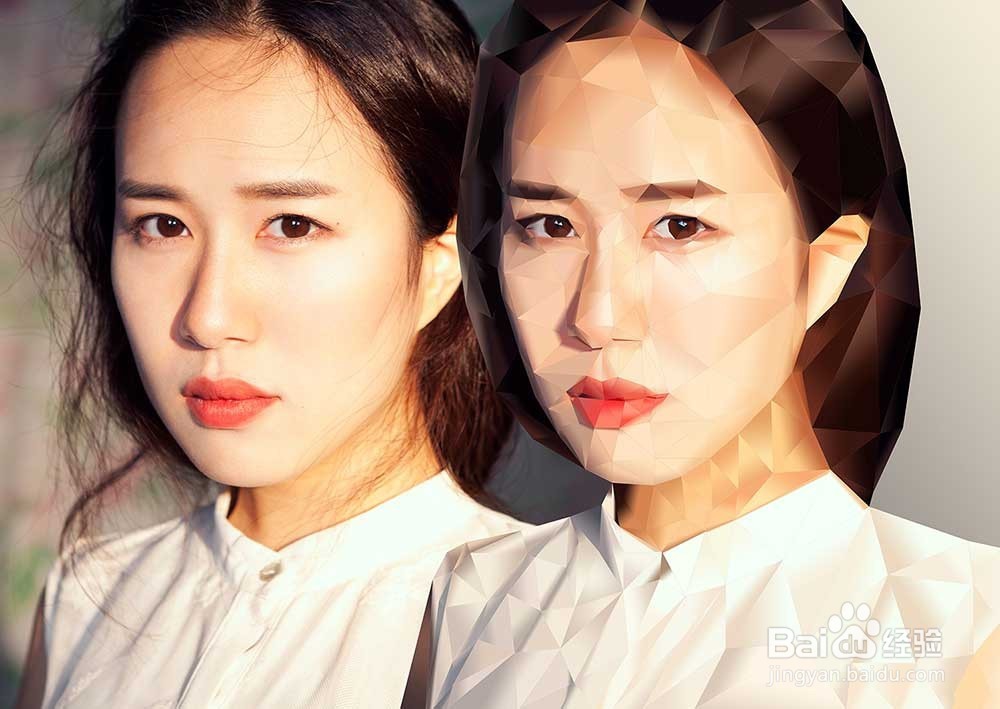AI配合ps制作多边形几何人像的教程