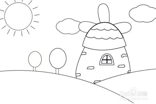 儿童彩色简笔画-彩色田园风景的简笔画法