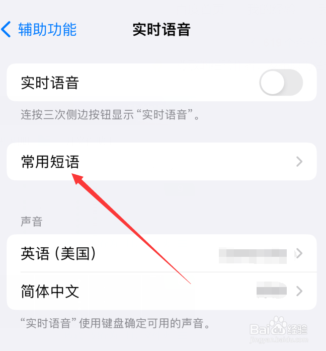 苹果手机实时语音怎么设置常用短语