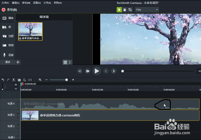 在camtasia2018中如何显示画面属性？