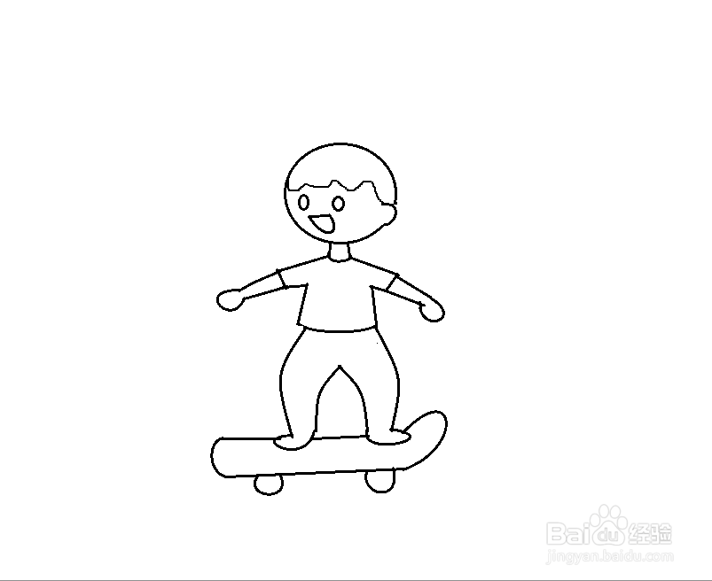 滑板男孩简笔画图片