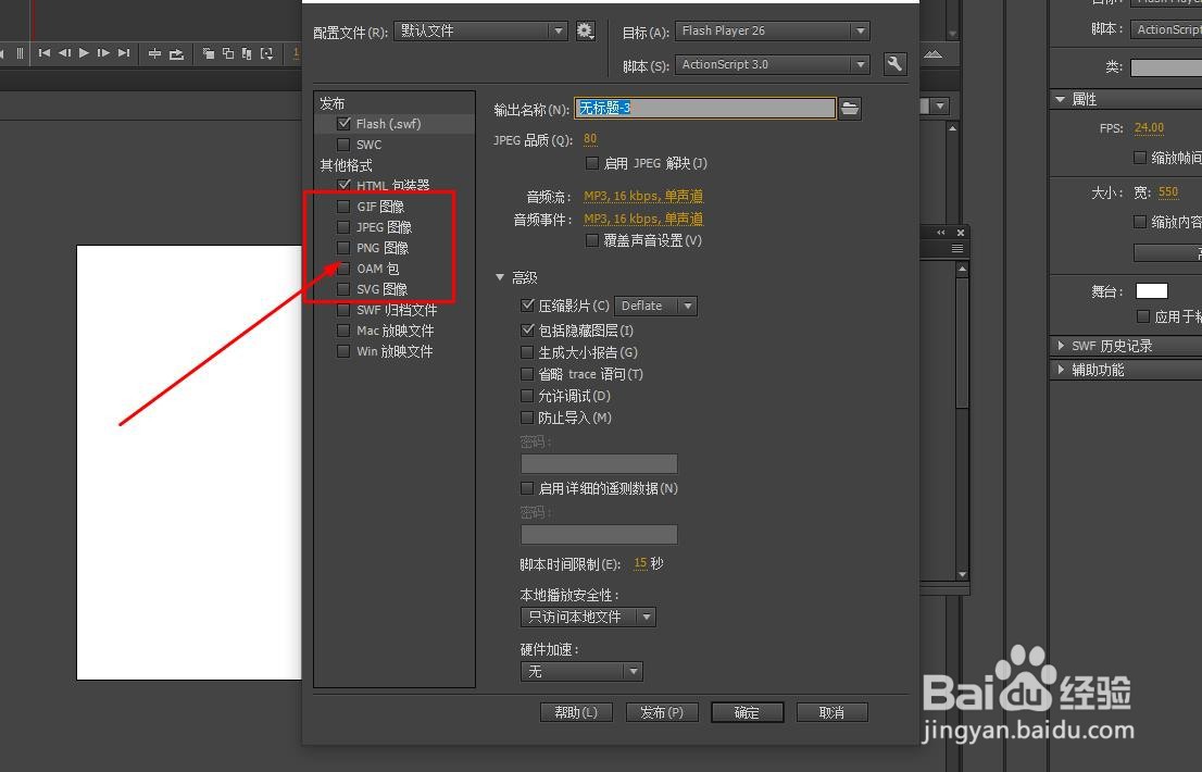 Animate如何设置发布格式