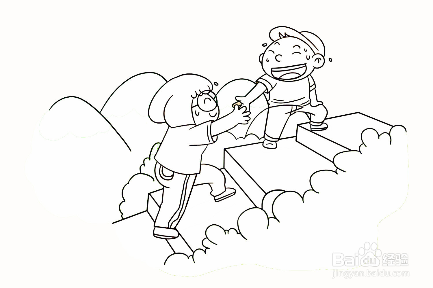登山游戏简笔画 卡通图片