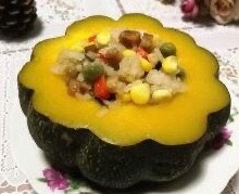 南瓜里面蒸米饭的做法