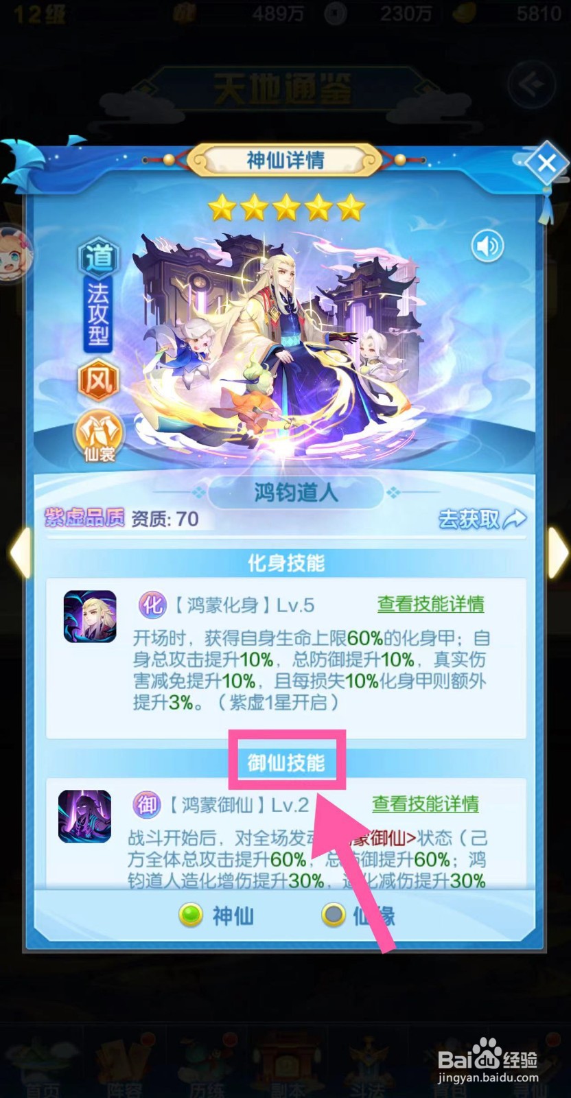 道友请留步怎么查看鸿钧道人的御仙技能