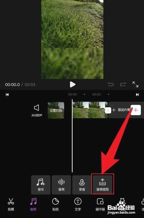 花瓣剪辑视频中的音频怎么提取