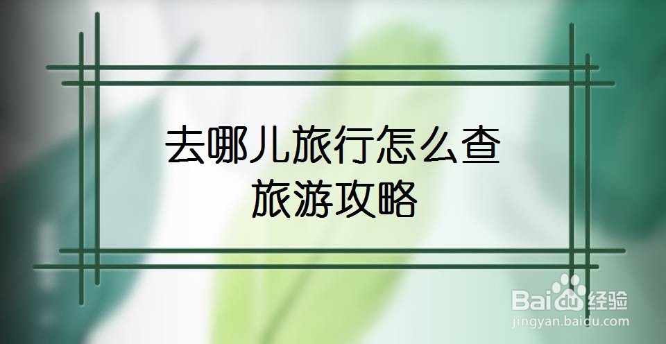 去哪儿旅行怎么查旅游攻略