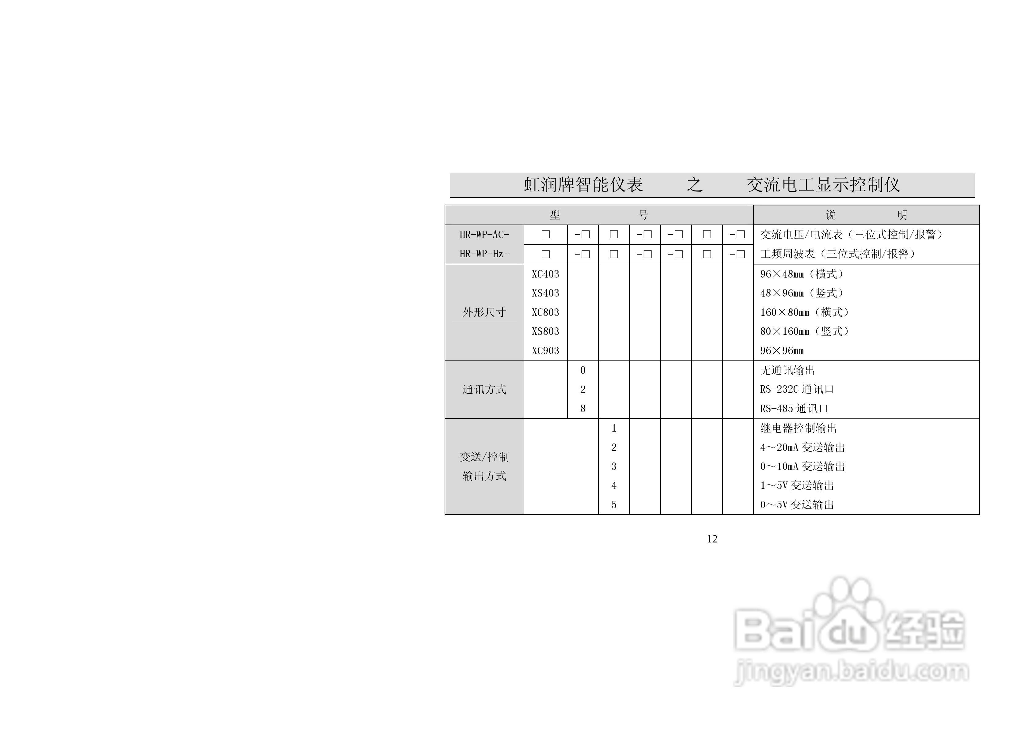 虹润HR-WP-HZ单屏系列工频周波表说明书:[2]