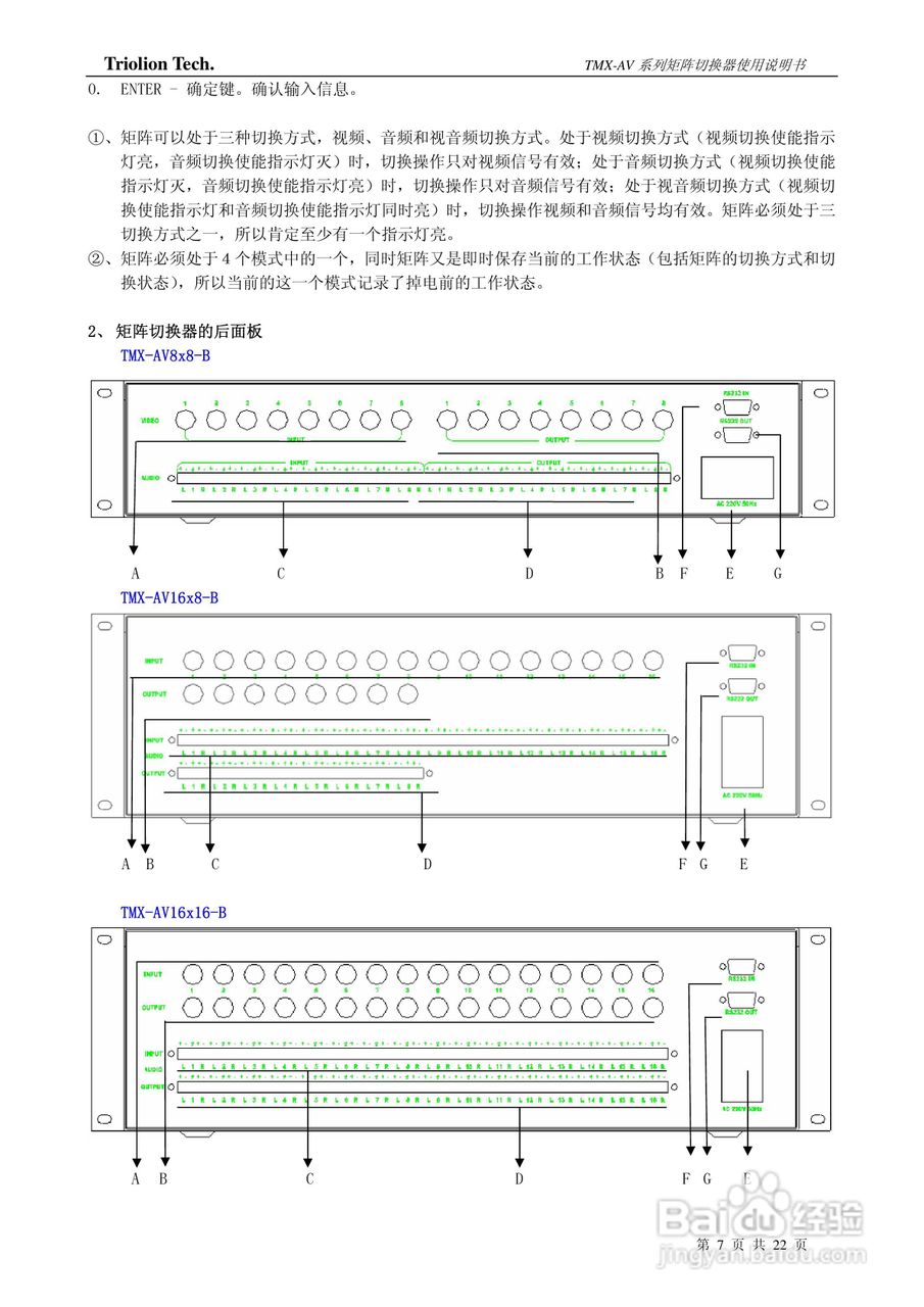 彩讯TMX-VIDEO系列矩阵切换器使用说明书:[1]
