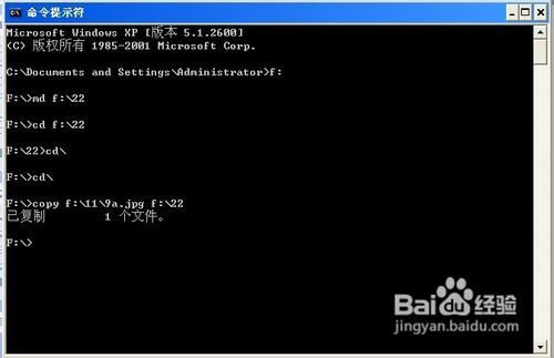 使用copy命令将文件复制目标文件夹中