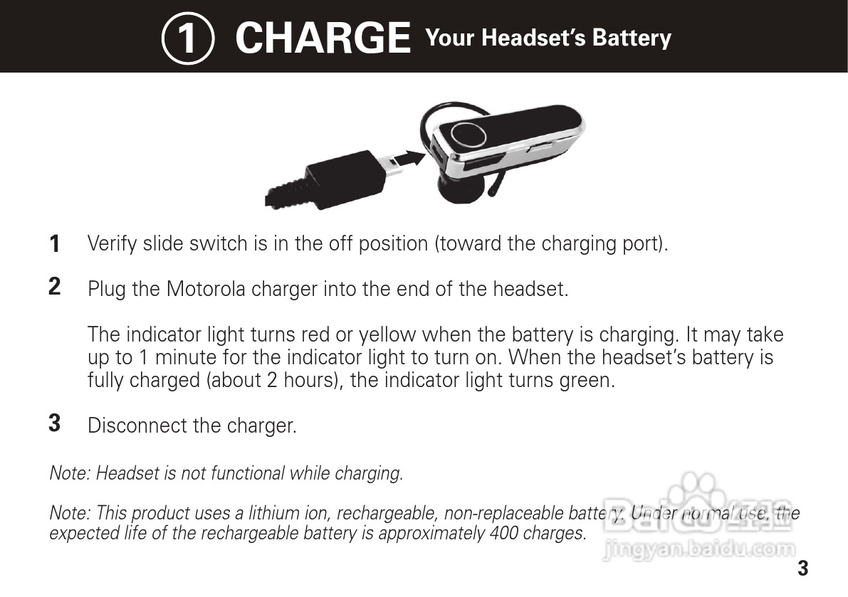 摩托罗拉H620蓝牙耳机使用说明书:[1]