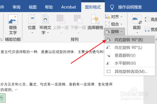 如何在Word2019中将插入的图标向右旋转