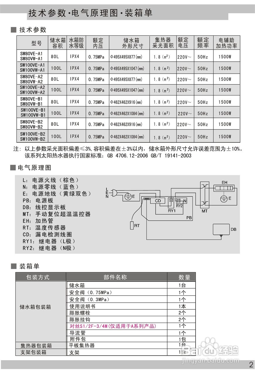 海尔SW100VW-B1太阳热水器使用说明书