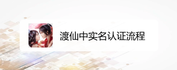 渡仙中实名认证流程